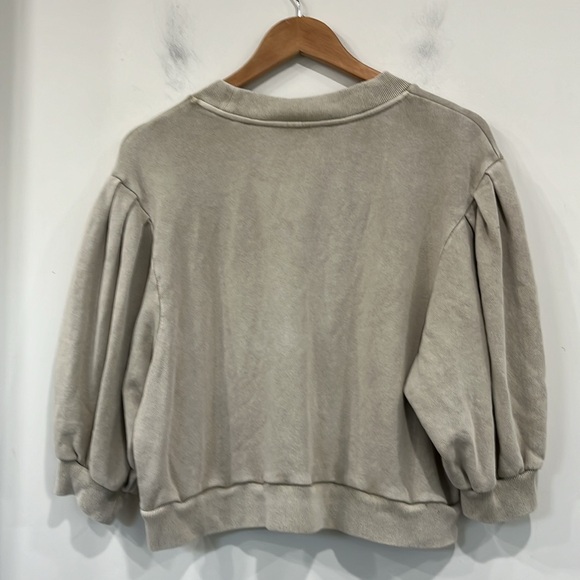 Something Navy Taupe Cotton Wash Terry 10” sleeve Sweatshirt Top size M - Picture 7 of 11